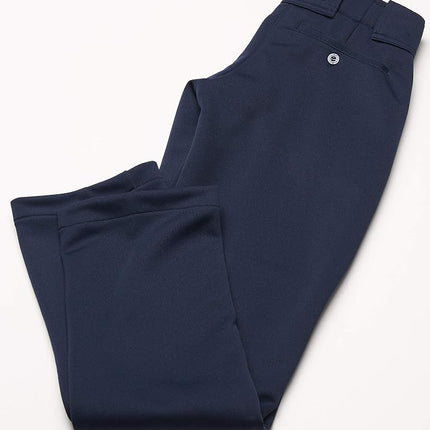 Pantalones de sóftbol de tiro rápido de largo completo para mujer adulta Mizuno con bajo abierto dobladillo, azul marino, extrachico