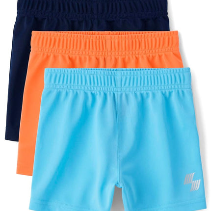 The Children's Place Baby Boys' and Toddler Athletic Basketball Short, Orange Blue 3-Pack, 6-9 Months