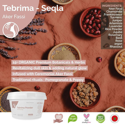 Fatima's Garden Moroccan Hammam Exfoliant - Tebrima/Soqla with Aker Fassi for Smooth, Radiant Skin - 500g