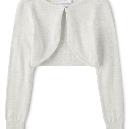 The Children's Place Girls' Long Sleeve Shrug Cardigan, Metallic White, X-Small