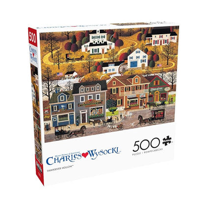 Buffalo Games - Charles Wysocki - Hawk River Hallow - 500 Piece Jigsaw Puzzle Colorful Puzzle for Adults – Precision-Cut Pieces, Beautiful Artwork, and Hours of Relaxing Fun
