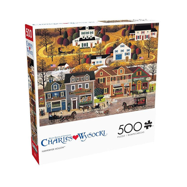 Buffalo Games - Charles Wysocki - Hawk River Hallow - 500 Piece Jigsaw Puzzle Colorful Puzzle for Adults – Precision-Cut Pieces, Beautiful Artwork, and Hours of Relaxing Fun