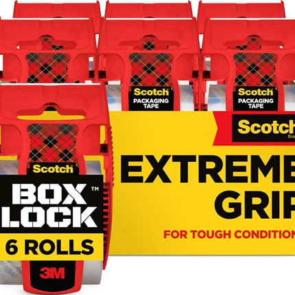 Scotch Box Lock Packaging Tape, 6 Rolls with Dispe
