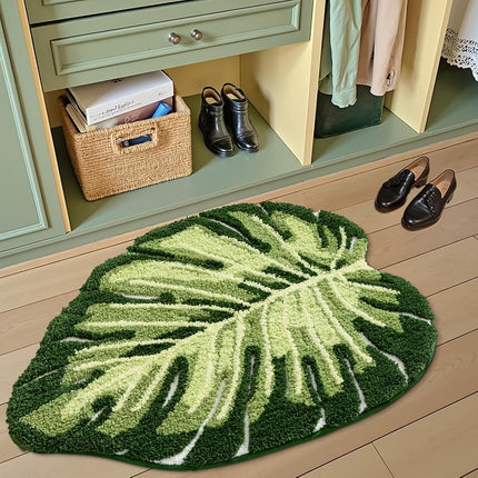 LUMI Leaf Bathroom Rug, Non Slip Absorbent Washable Bath Mat, 60 x 80 cm