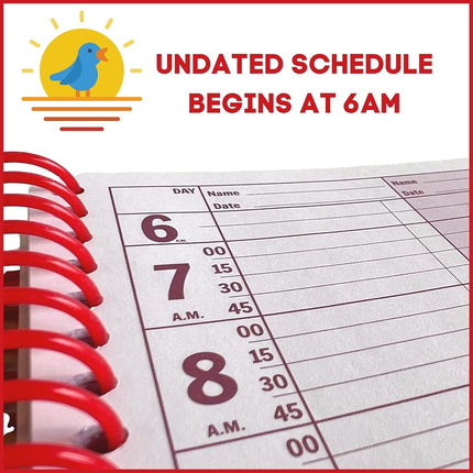 Notebook Planner, 8 Column Appointment Book – Large 16.25" x 13.5" Undated 2024 Planner, Daily & Hourly Planner in 15 Minute Increments – Spiral Notebook Organizer for Scheduling Appointments (8