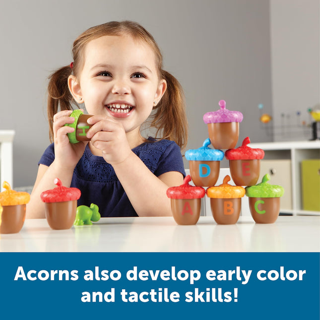 Learning Resources Alphabet Acorns — 78 Piece Alphabet Learning Toy for Phonics, Letter Recognition & Fine Motor Skills, Montessori-Inspired ABC Game for Ages 3+, Classroom/Home School