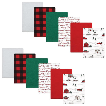 Paquete de paños de franela de algodón Hudson Baby Unisex para bebé, diseño navideño, talla única