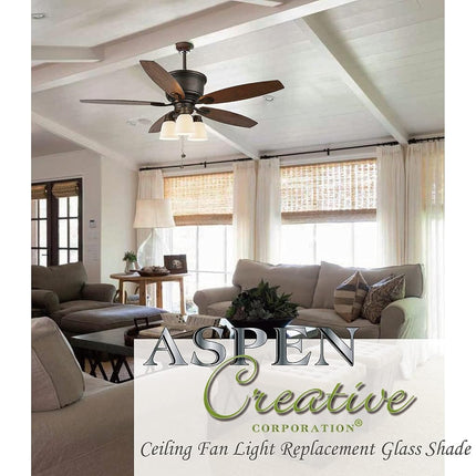Aspen Creative 23160-4 Transitional Clear & Sandblasted Ceiling Fan Shade, 2-1/8" Fitter, 5-1/4" Diameter x 5-1/8" Height, 4 Pack Replacement Glass, Two Tone