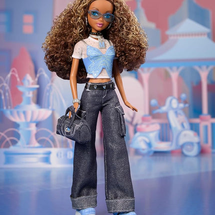 Barbie Signature My Scene Madison Doll and Accessories, Y2K-Inspired Outfit with Butterfly Top, Cargo Jeans, Denim Bag and Doll Stand, HYC18