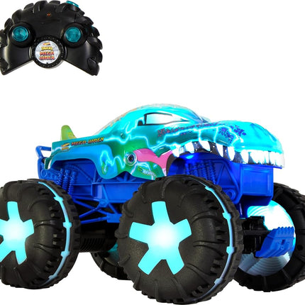 Hot Wheels Toy Truck Monster Trucks RC Oversized Remote Control Mega-Wrex Alive in 1:15 Scale, 3 Game Modes with Interactive Lights & Sounds
