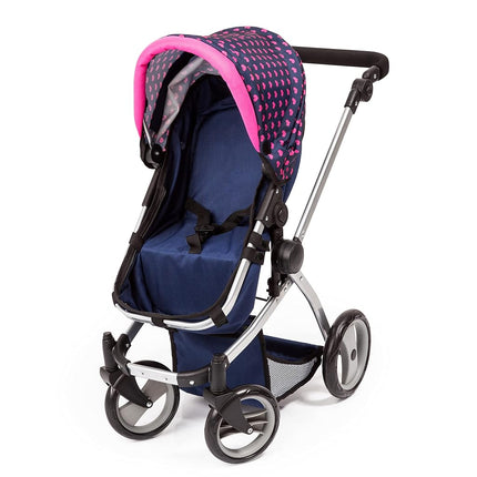 Bayer Design 18354AC Huge pram Jogger Sport, Dolls Stroller, Height Adjustable, Mega Set with Lots of Accessories, Travel Bed, Shoulder Bag and Much More,Blue, Pink, Unicorn,67x 36 x 74 cm
