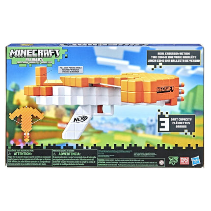 Nerf Minecraft Pillager's Crossbow, Dart-Blasting Crossbow, Includes 3 Nerf Elite Darts, Real Crossbow Action, Pull-Back Priming Handle