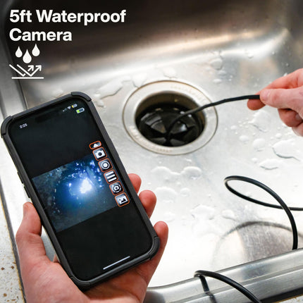 Klein Tools ET21 WiFi borescope with light, inspection camera for iPhone and Android, waterproof camera, IP67 rating, adjustable LED lighting