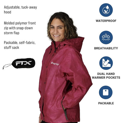FROGG TOGGS Women's Standard Classic Pro Action Waterproof Rain Jacket, Cherry, Large