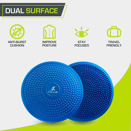 ProSource Core Balance Disc Trainer, 36 cm Diameter with Pump for Improving Posture, Fitness, Stability, Blue