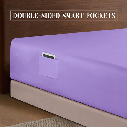 Elegant Comfort 1500 Premium Hotel Quality 18-24 Inches Deep - Extra Deep Pocket Single Fitted Sheet for High Mattress, Luxury and Softest, Smart Pocket - Wrinkle Free, Full, Lilac