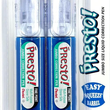 Pentel Presto Jumbo Correction Pen Fine Point, Metal Tip, 2-Packs (ZL31WBP2)