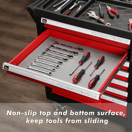 CASOMAN Professional Tool Box and Drawer Liner, Grey, Easy Cut Non-Slip Foam Rubber Toolbox Drawer Liner Mat - Adjustable Thick Cabinet Liners, 18inch (Wide) X 24feet (Long)