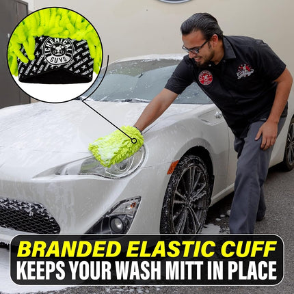 Chemical Guys Chenille Premium Scratch-Free Microfiber Wash Mitt for Car Washing - Lime Green, Ultra-Soft Car Wash Glove, Swirl-Free Finish, Safe for Trucks, SUVs, Motorcycles, and More