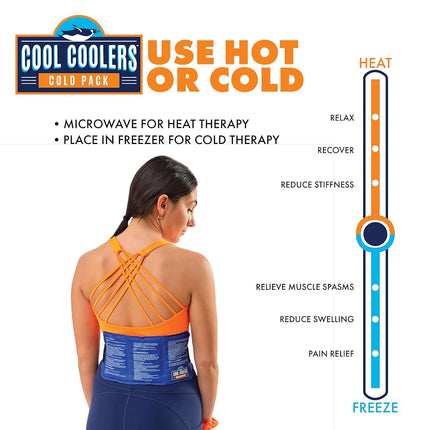 Cool Coolers Flexible Hot & Cold Therapy Gel Pack for Knee, Neck & Shoulders, Larger Ice Pack 14”x 6" and Smaller Ice Pack 6" x 4", Reusable Compress for Sore Muscles, Bruising, and Swelling, 2 Pack