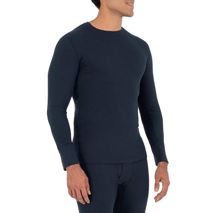 Fruit of the Loom Men's Recycled Waffle Thermal Underwear Crew Top (1 and 2 Packs) Pajama, Navy, 3X