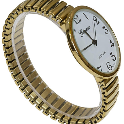Gold Super Large Face Easy to Read Stretch Band Extension Watch
