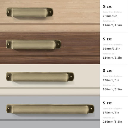 Cabdm 10 Pack Cup Handles,3"(76mm) Center to Center Drawer Pull Brushed Antique Brass Cabinet Knob for Kitchen Cabinet Metal Commodity Vintage Bronze Cabinet Handle Knobs