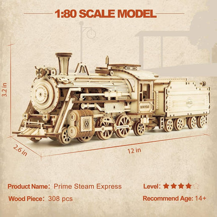 3D Wooden Puzzles for Adults Mechanical Models Kits to Build Unique Birthday/Christmas Day (Prime Steam Express)