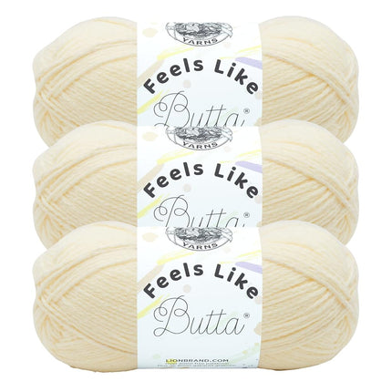 Lion Brand Yarn Feels Like Butta Soft Yarn for Crocheting and Knitting, Velvety, 3-Pack, Lemon, 215-158A