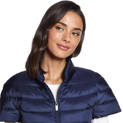 Doudoune matelassée sans manches pour femme Martha Stewart, Veste légère à manches courtes avec poches, Manteau d'hiver chaud, Bleu marine, Très grand