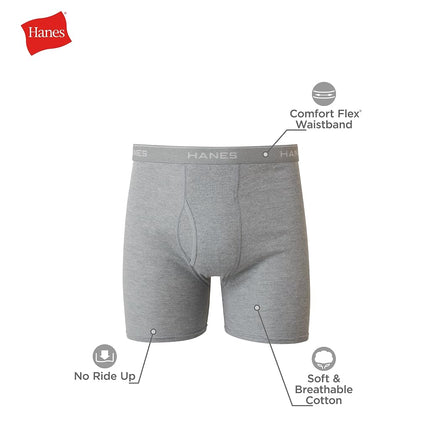Hanes Men's Tagless Boxer Briefs, 6 Pack, 6-Pack Black/Gray, Large (Pack of 6)