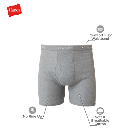 Hanes Men's Tagless Boxer Briefs, 6 Pack, Dyed, Black/Grey, S