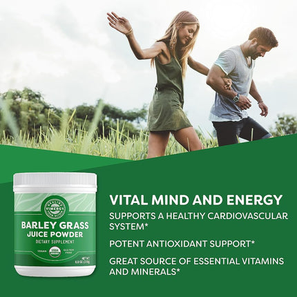 Vimergy USDA Organic Barley Grass Juice Powder – Super Greens Powder Containing Iron, Vitamin C, & Vitamin E – Non-GMO, Gluten-Free, Soy-Free, Vegan & Paleo Friendly – Daily Greens Booster (250g)