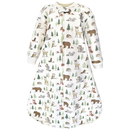 Hudson Baby Unisex Baby Premium Quilted Long Sleeve Sleeping Bag and Wearable Blanket, Forest Animals, 12-18 Months