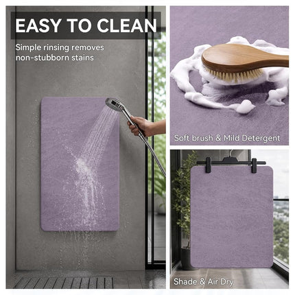 MontVoo -Bath Mat Rug-Rubber Backing Non Slip Quick Dry Absorbent Thin Bathroom Rugs Fit Under Door-Faux Suede Surface Bathroom Floor Mats-Shower Rug for in Front of Bathtub Shower Lavender 16"x24"