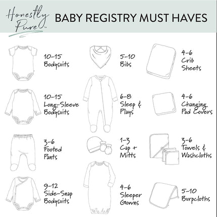 HonestBaby Baby 10-Pack Organic Cotton Long Sleeve Bodysuits, Honestly Pure White, 24 Months