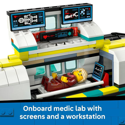 LEGO® City Emergency Air Ambulance Plane, Snow Scooter and Toy Airplane 60465 Building Set with Paramedic, Pilot, Doctor and Skier Minifigures, Fun Holiday or Birthday Toy Idea for Kids Aged 6 and up