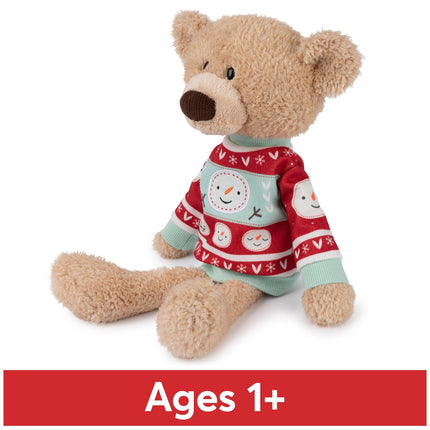 GUND Toothpick con suéter navideño, oso de peluche clásico para mayores de 1 año, beige/rojo/blanco, 15 pulgadas