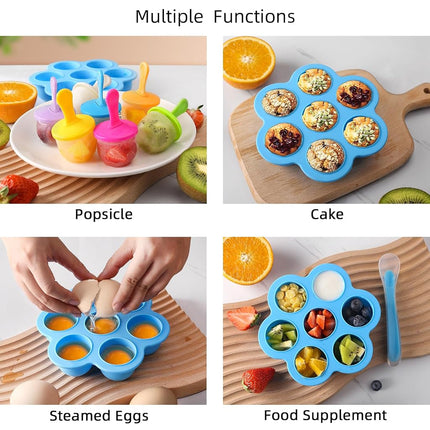 Silicone Popsicle Mold, Ice Pop Molds Maker, Storage Container for Homemade Baby Food, Ice Cream DIY Pop Molds - BPA Free & FDA Approved (Blue)