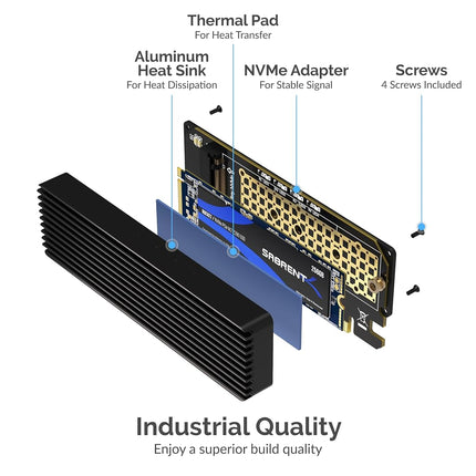 SABRENT M.2 SSD NVMe to PCIe Adapter with Aluminum Heatsink