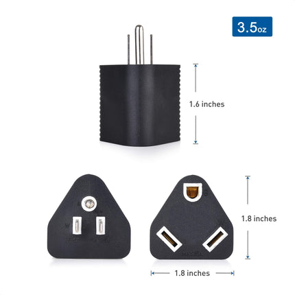 Cable Matters Paquete de 2 adaptadores de 15 amperios a 3 puntas de 30 amperios para RV, enchufe de 15 amperios para RV (NEMA 5-15P a TT-30R)
