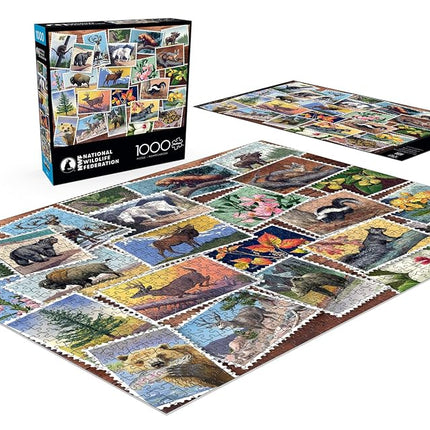 Buffalo Games - National Wildlife Foundation - Stamp Collage - 1000 Piece Jigsaw Puzzle for Adults Challenging Puzzle Perfect for Game Nights - Finished Puzzle Size is 26.75 x 19.75