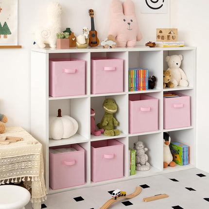 GRANNY SAYS Fabric Storage Cubes, Pack of 6 Cube Boxes 27 x 27 cm, Square Storage Baskets for Shelves, Collapsible Square Bins, Cube Unit Organisers for Organising Accessory, Pink