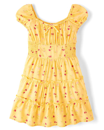The Children's Place Girls' Short Sleeve Smocked S