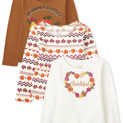 The Children's Place Baby Girls' Fall Top, Harvest 3-Pack, 5T
