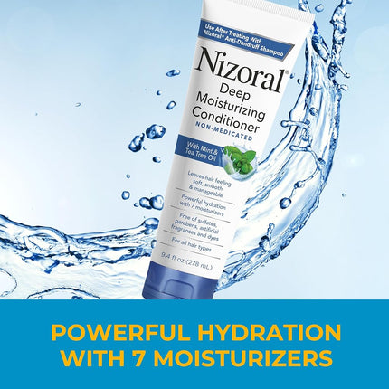 Nizoral Deep Moisturizing Conditioner with Mint & Tea Tree Oil for All Hair Types - Free of Sulfates, Parabens, Artificial Fragrances and Dyes, 9.4 oz