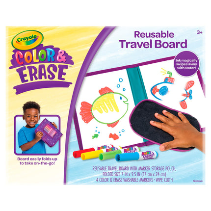 Crayola Color & Erase Reusable Travel Drawing Board Kit for Kids, Toddler Coloring Set, Gift for Boys & Girls, 3+