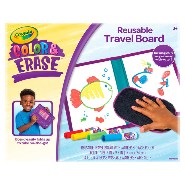 Crayola Color & Erase Reusable Travel Drawing Board Kit for Kids, Toddler Coloring Set, Gift for Boys & Girls, 3+