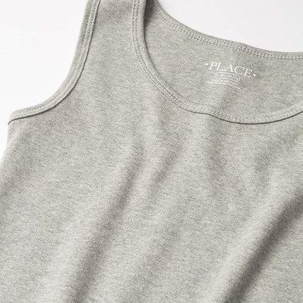 The Children's Place Camiseta sin mangas básica para uniforme de niña, gris jaspeado individual, 10-12