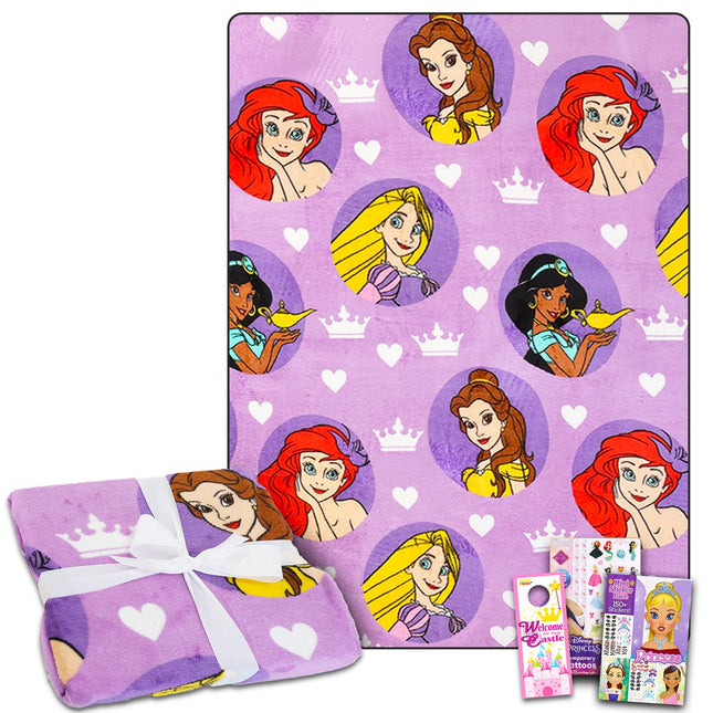 Disney Princess Fleece Blanket Set - Bundle with S